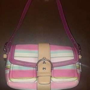 Small Coach Pastel Pink and Brown lined handbag